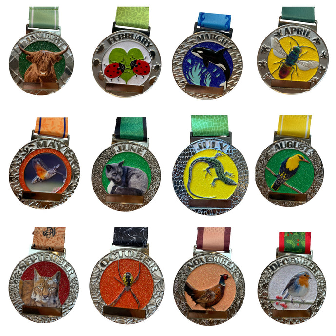 2025 MEDAL A MONTH Great British Wildlife Series - 5k to 400 miles choose your distance